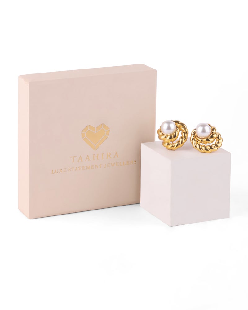 TAAHIRA Baroque Gold Plated Twisted Earrings - Image 3
